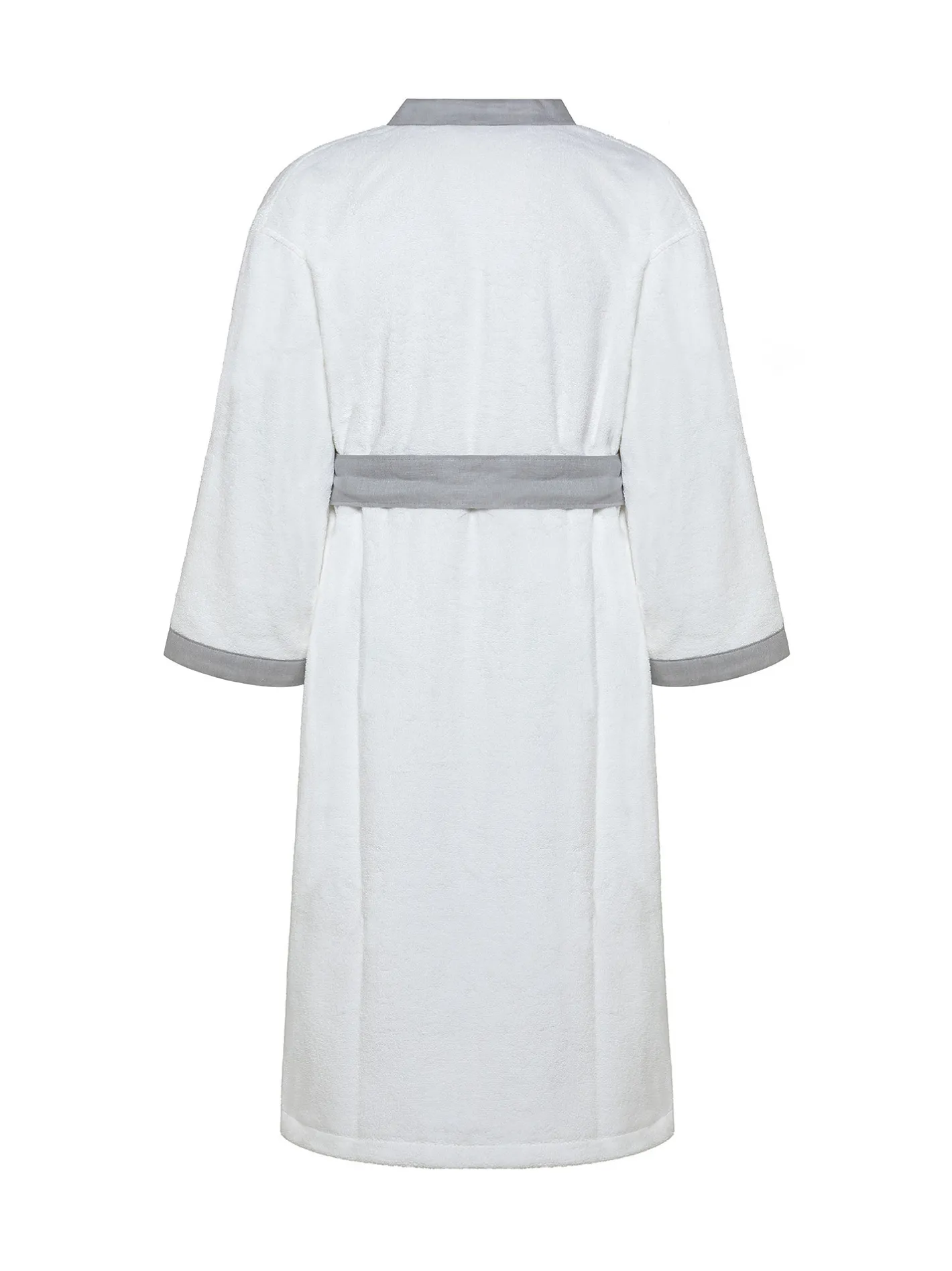 coincasa Accappatoi E Ciabatte|Biancheria Bagno|Accappatoio bordo lino Thermae Bianco/Grigio