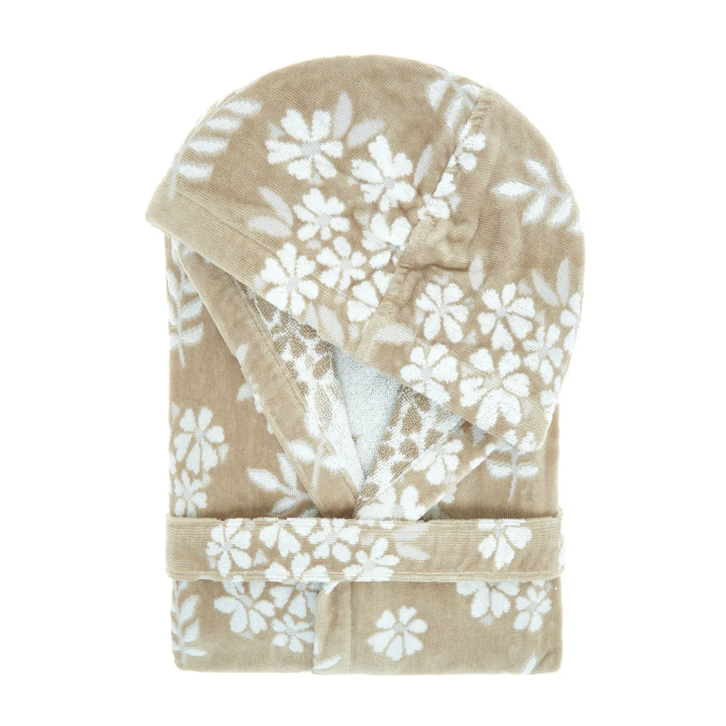 coincasa Accappatoi E Ciabatte|Biancheria Bagno|Accappatoio cotone velour motivo floreale Portofino Beige