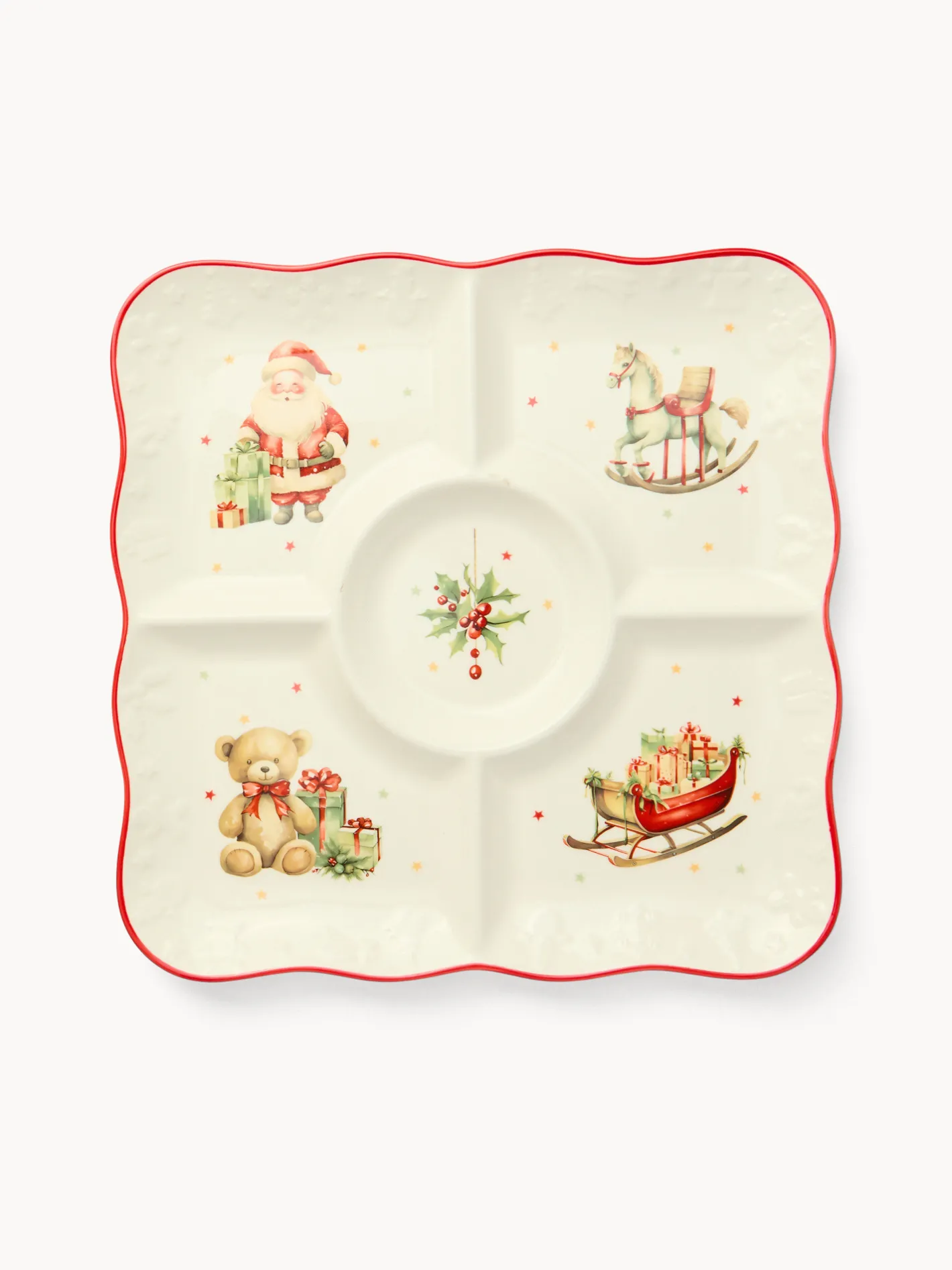 coincasa Coppe E Coppette|Antipastiera in porcellana Natale vintage Bianco