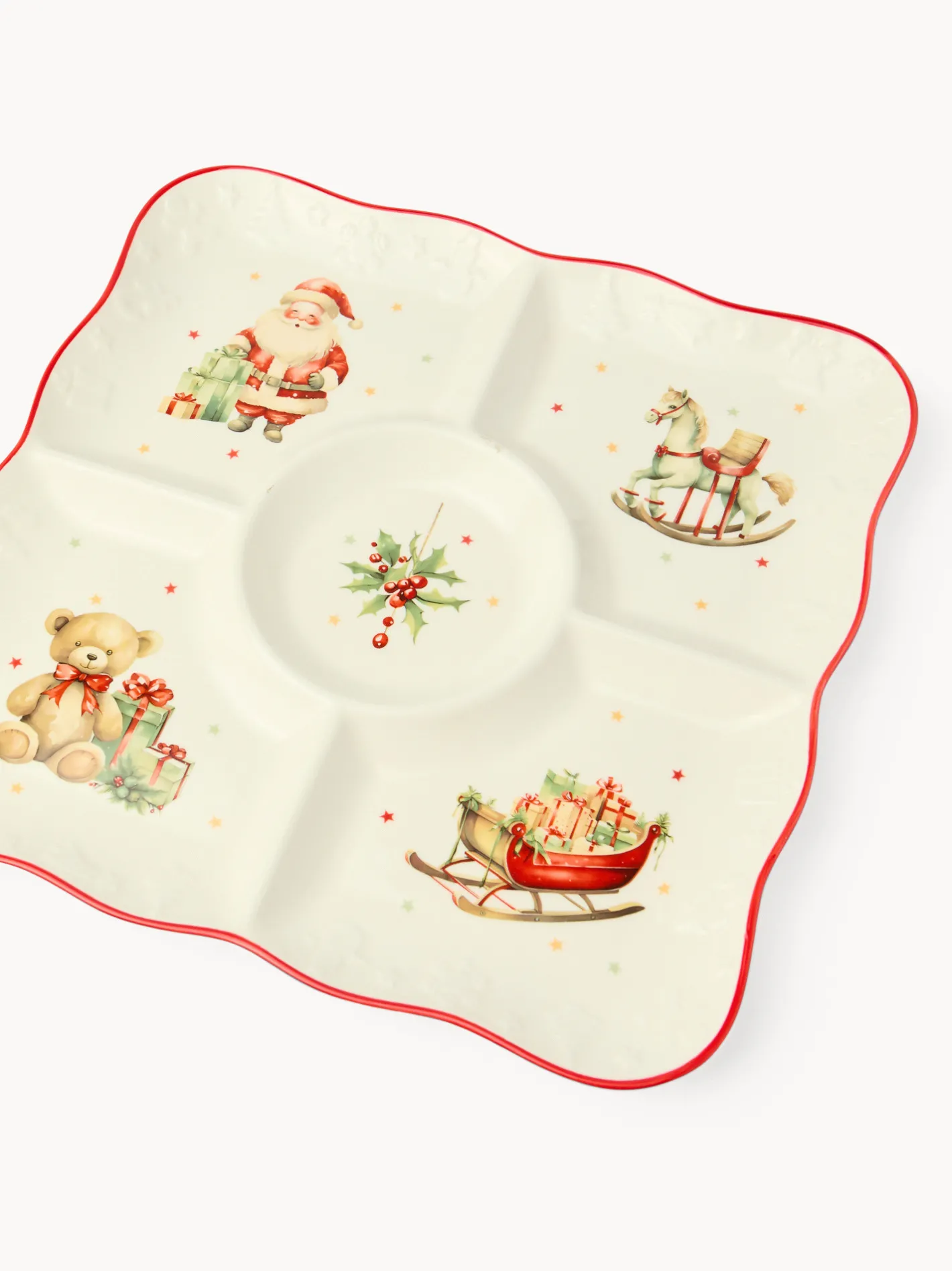 coincasa Coppe E Coppette|Antipastiera in porcellana Natale vintage Bianco