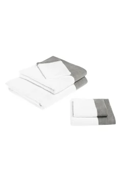 coincasa Asciugamani|Biancheria Bagno|Asciugamano balza in lino Bianco/Grigio