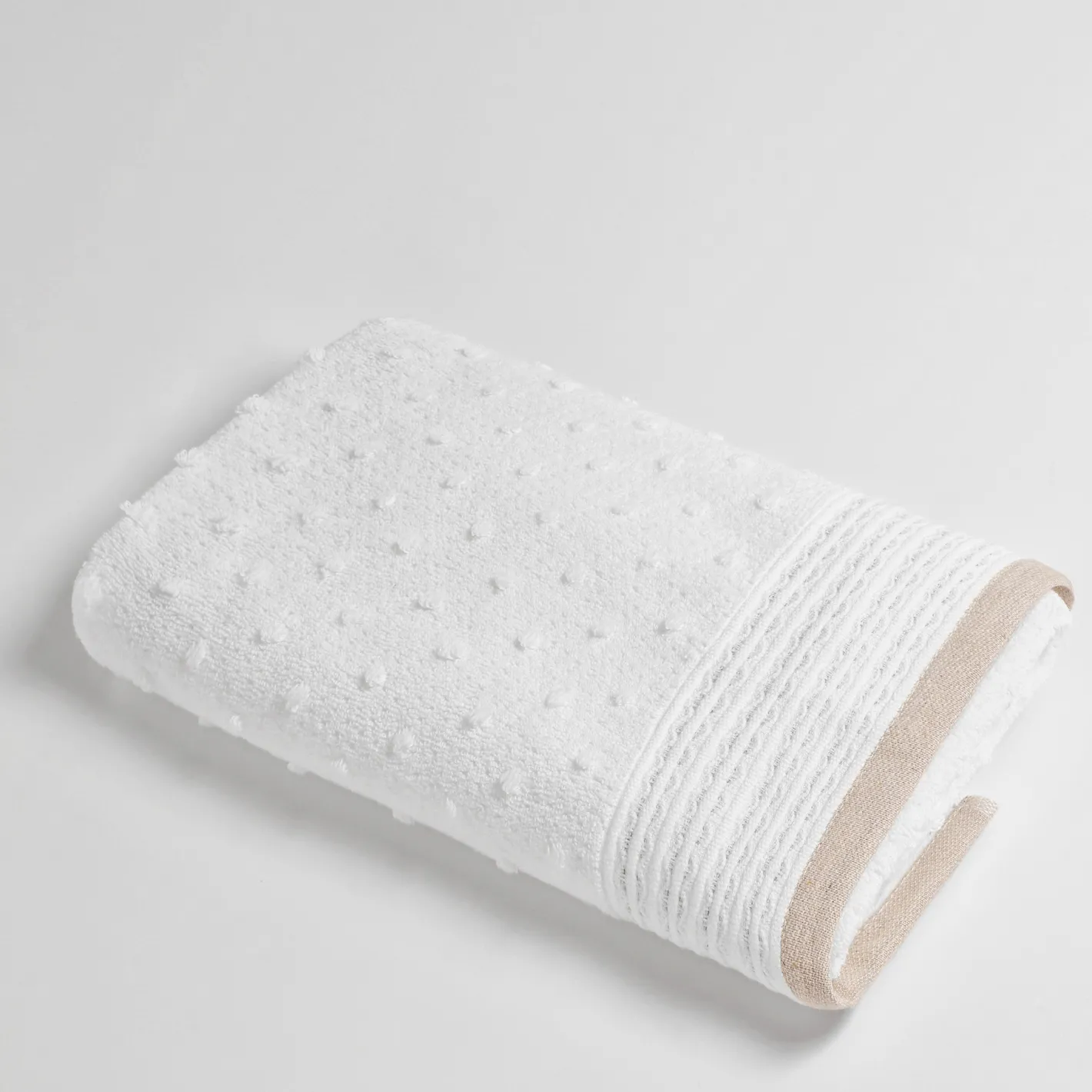 coincasa Asciugamani|Biancheria Bagno|Asciugamano con lavorazione dots a rilievo Portofino Bianco/Beige