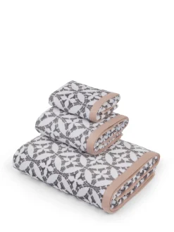 coincasa Asciugamani|Biancheria Bagno|Asciugamano cotone velour motivo geometrico Portofino Bianco/Grigio