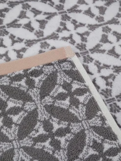 coincasa Asciugamani|Biancheria Bagno|Asciugamano cotone velour motivo geometrico Portofino Bianco/Grigio