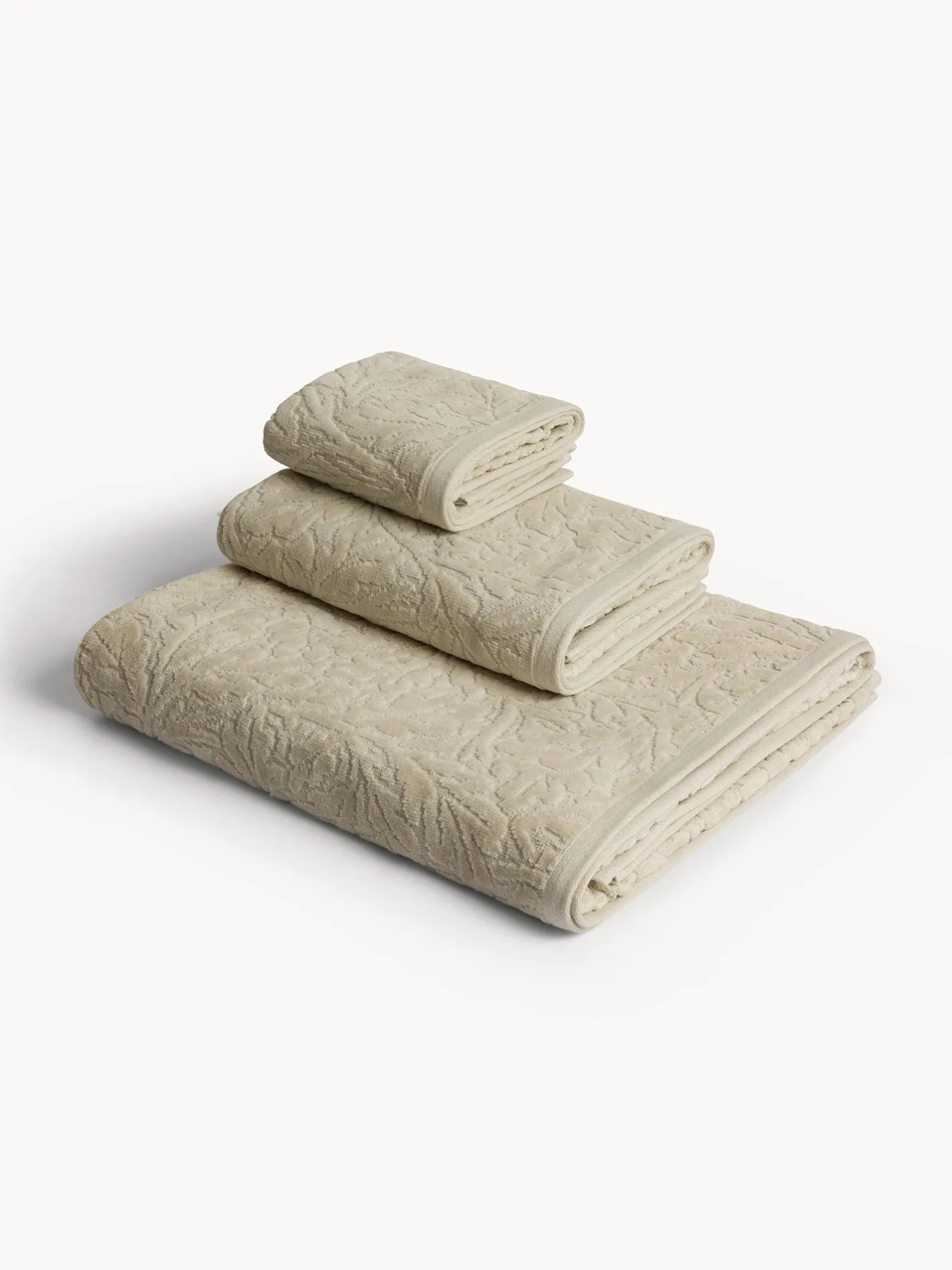 coincasa Asciugamani|Asciugamano in cotone velour motivo in rilievo Bianco avorio