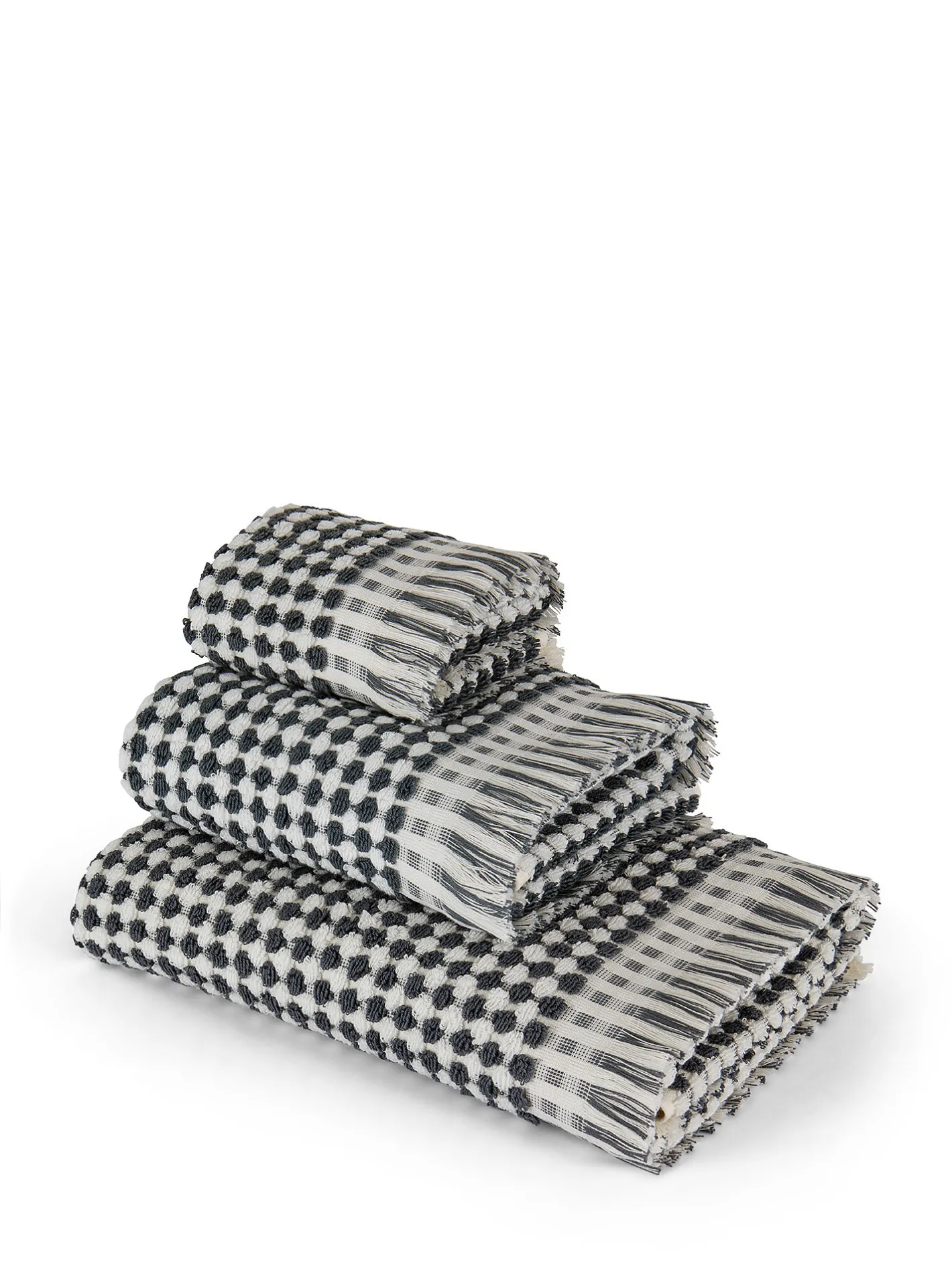 coincasa Asciugamani|Biancheria Bagno|Asciugamano puro cotone trama scacchiera Thermae Bianco/Nero