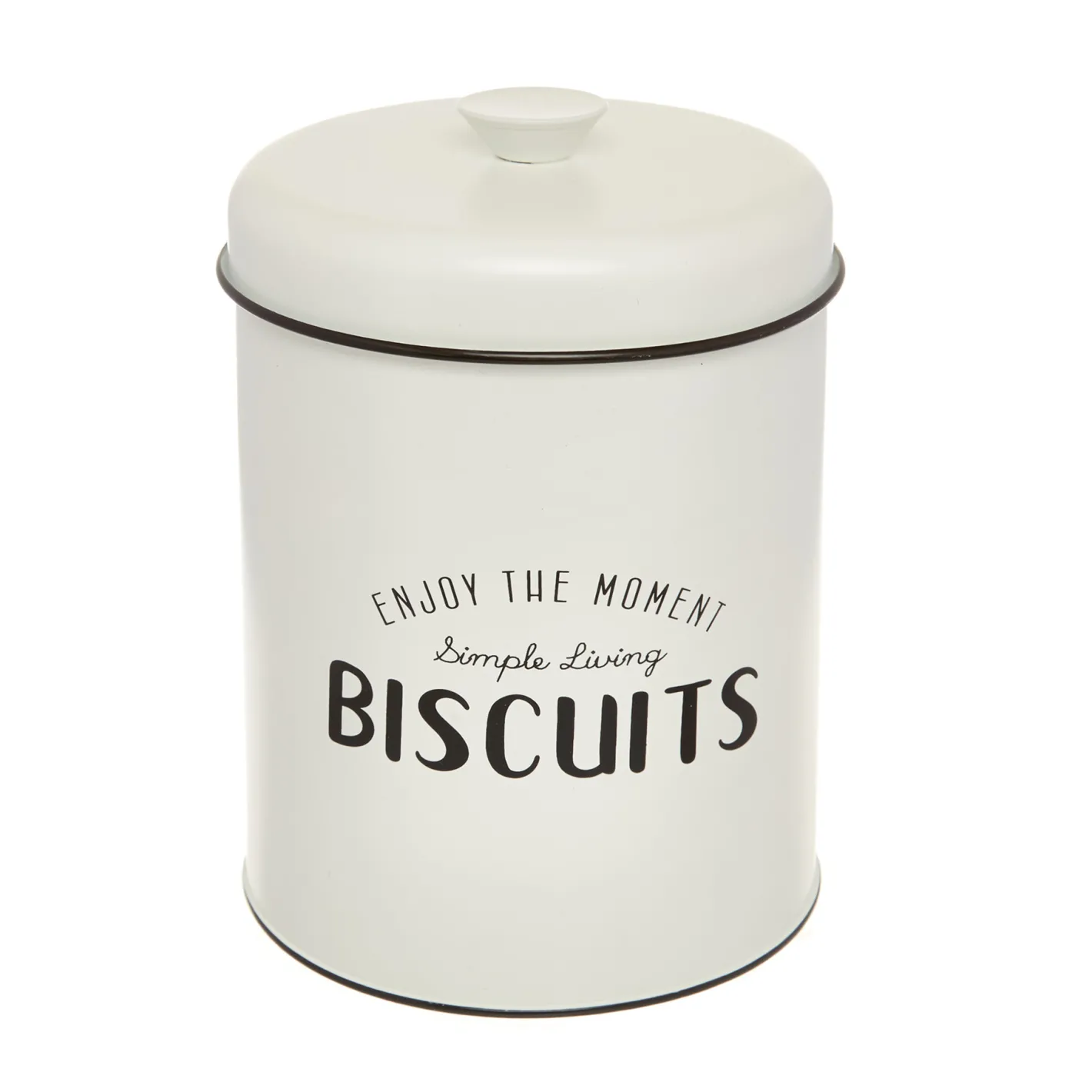 Contenitori E Cestini|Barattolo ferro smaltato Biscuits Bianco