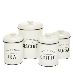 Contenitori E Cestini|Barattolo ferro smaltato Biscuits Bianco