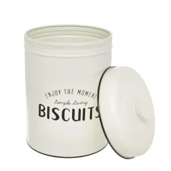 Contenitori E Cestini|Barattolo ferro smaltato Biscuits Bianco