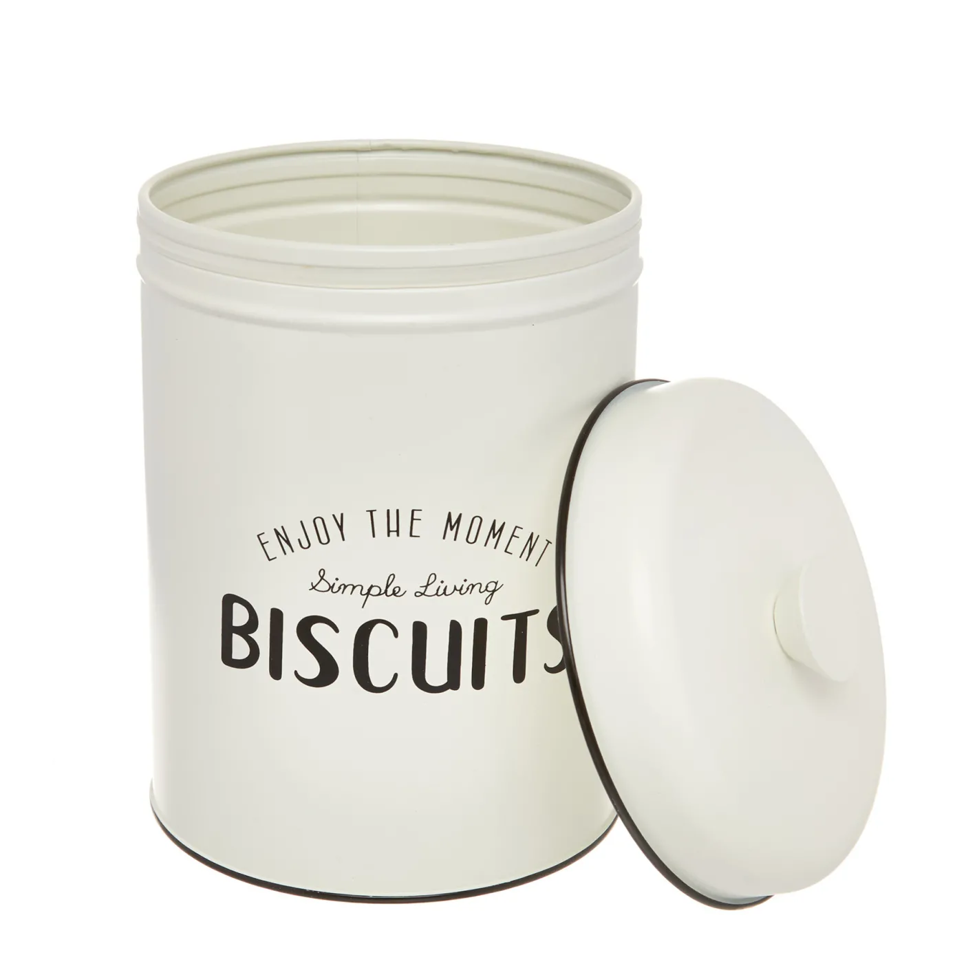 Contenitori E Cestini|Barattolo ferro smaltato Biscuits Bianco