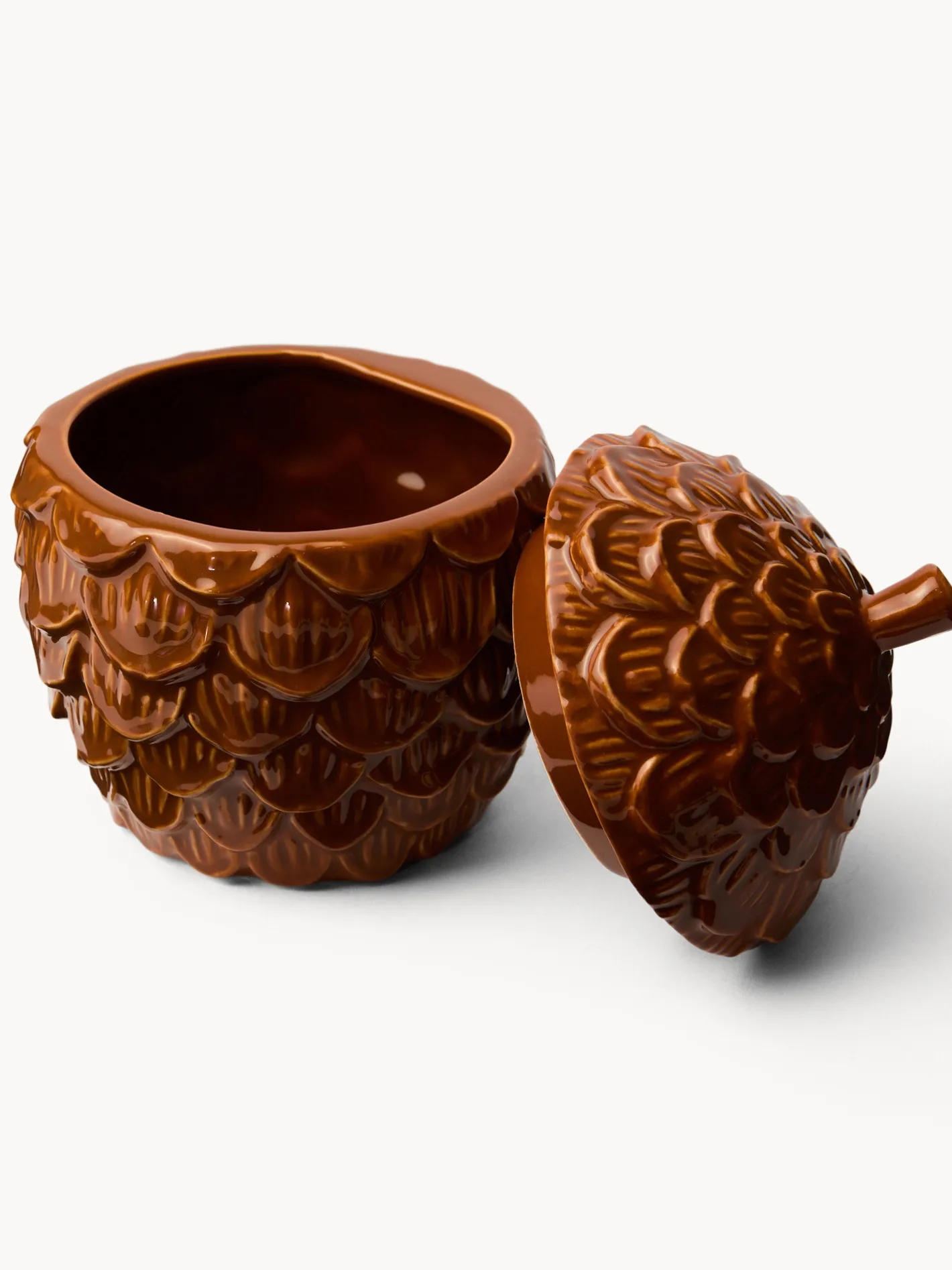 coincasa Contenitori E Cestini|Coppe E Contenitori Natalizi|Barattolo in ceramica a pigna Marrone