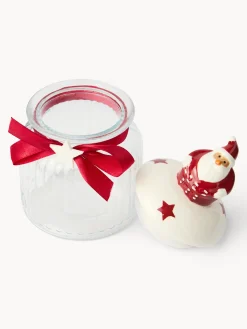 coincasa Contenitori E Cestini|Coppe E Contenitori Natalizi|Barattolo in vetro con tappo a Babbo Natale Bianco