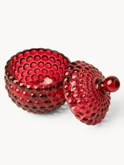 coincasa Contenitori E Cestini|Coppe E Contenitori Natalizi|Barattolo in vetro stampato Rosso