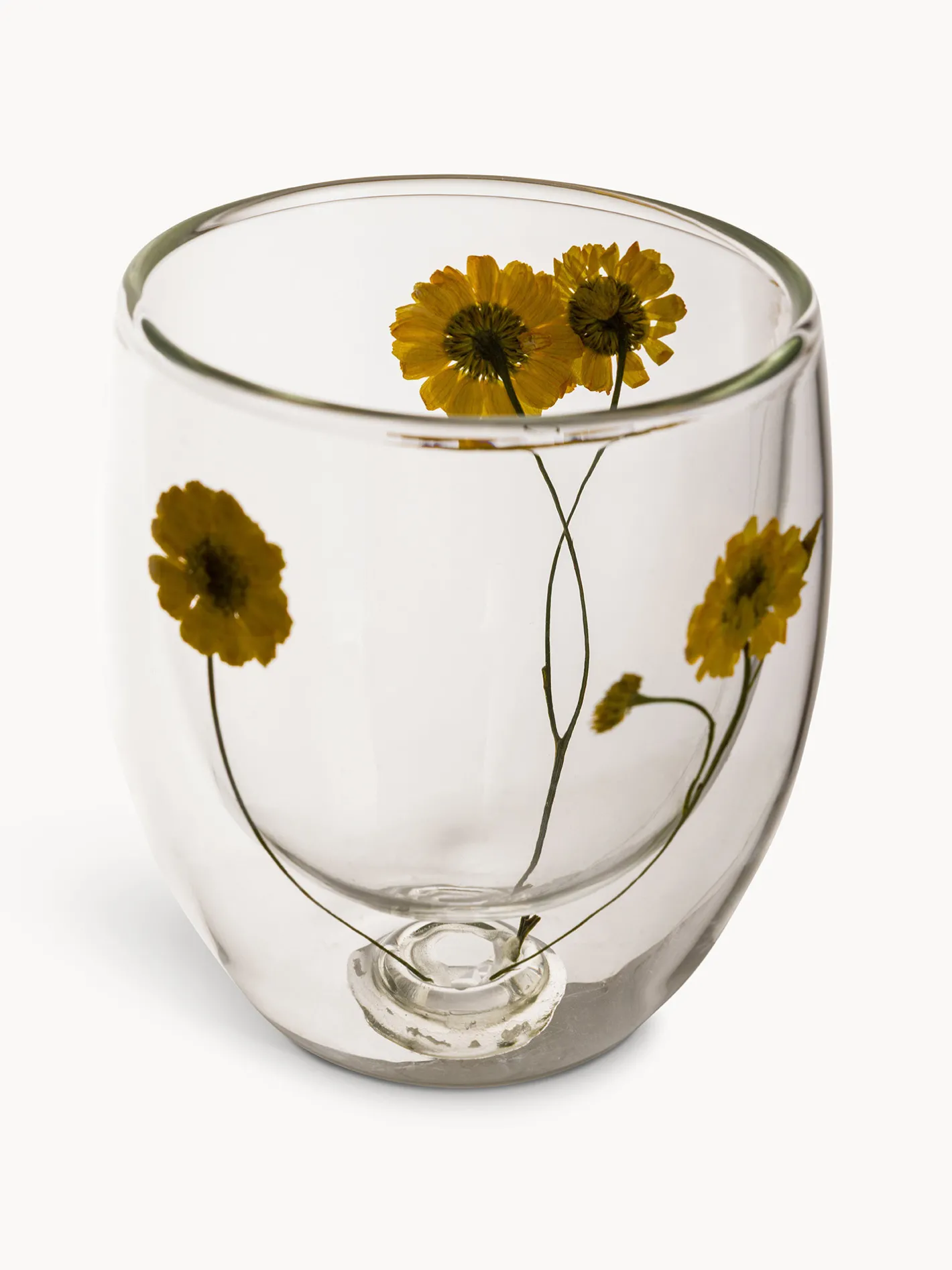 coincasa Bicchieri E Calici|Bicchiere in vetro borosilicato doppio con fiori Trasparente