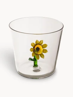 coincasa Bicchieri E Calici|Bicchiere in vetro borosilicato dettaglio fiore Trasparente
