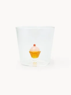 coincasa Bicchieri E Calici|Bicchieri E Calici Natalizi|Bicchiere in vetro borosilicato dettaglio cupcake Trasparente