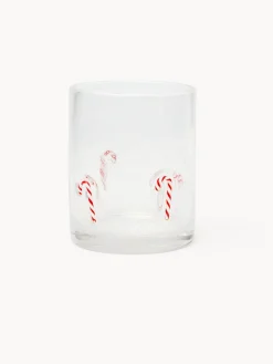 coincasa Bicchieri E Calici|Bicchieri E Calici Natalizi|Bicchiere in vetro con applicazioni bastoncini di zucchero Trasparente