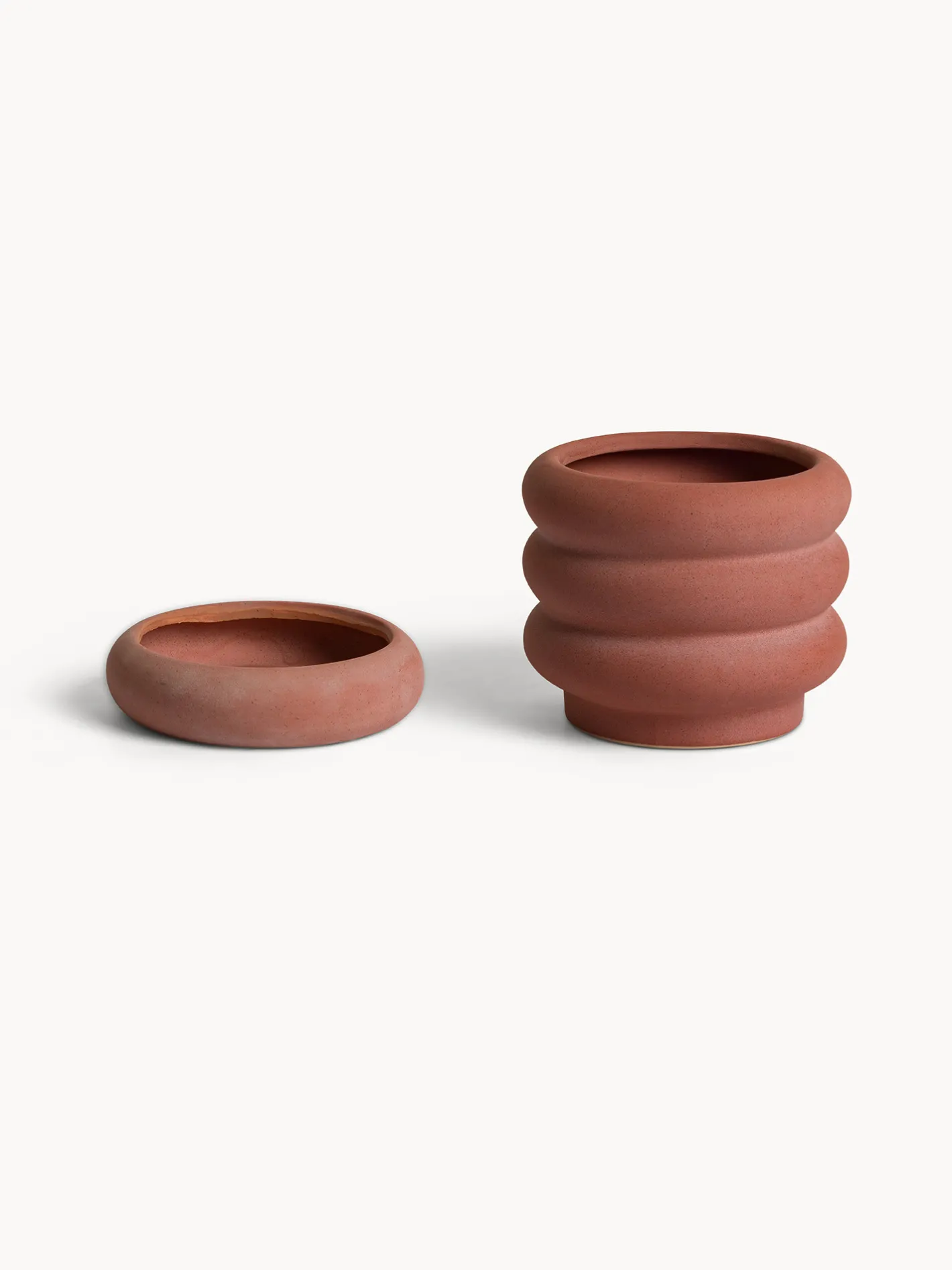 coincasa Soprammobili E Orologi|Cachepot in ceramica ad anelli Marrone rame