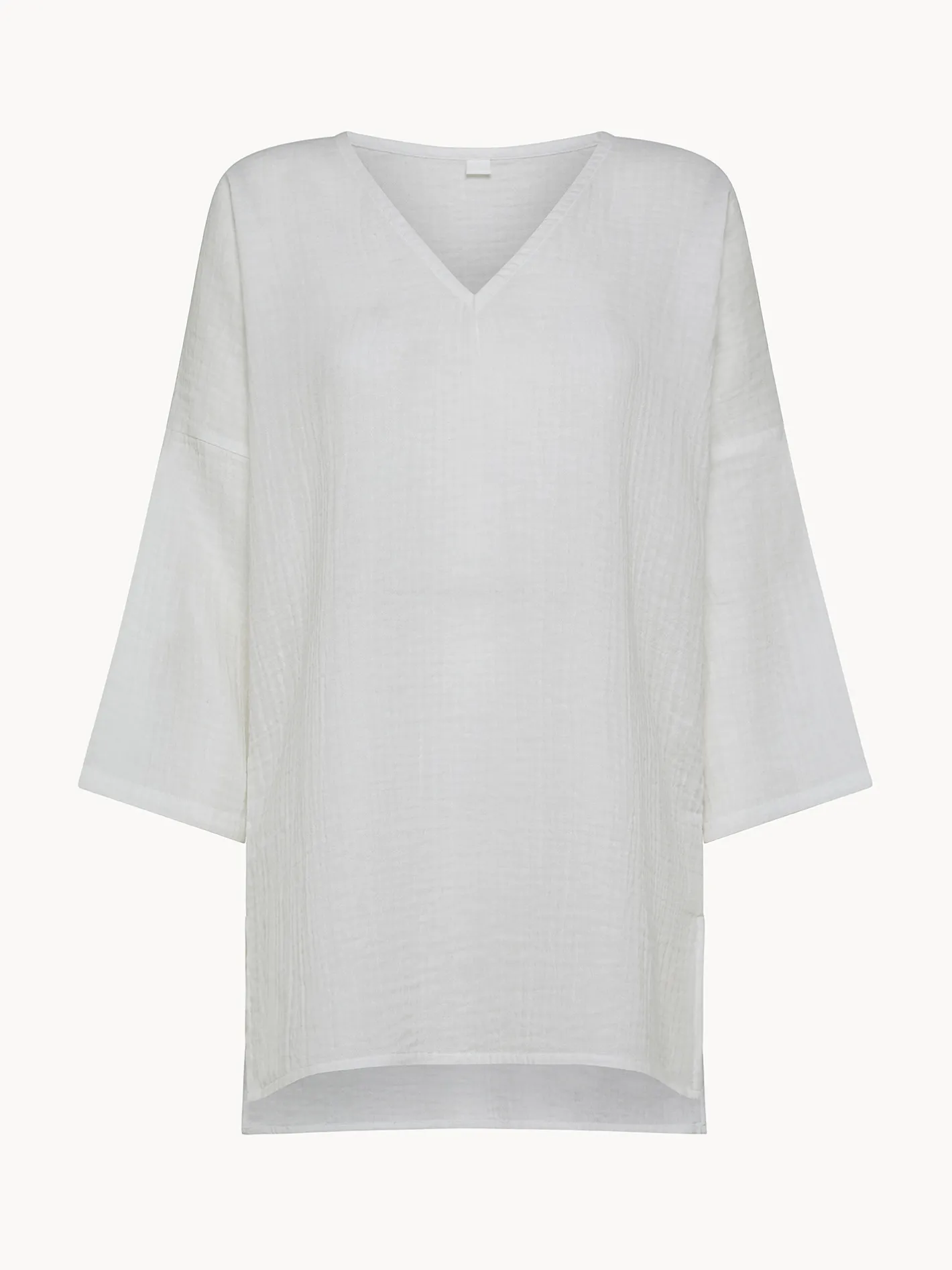 Homewear|Caftano in mussola di cotone tinta unita Bianco