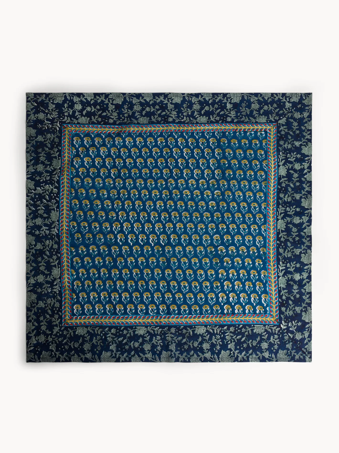 coincasa Biancheria Da Tavola|Tovaglie E Tovaglioli|Centrotavola in puro cotone stampa block print piazzata Blu