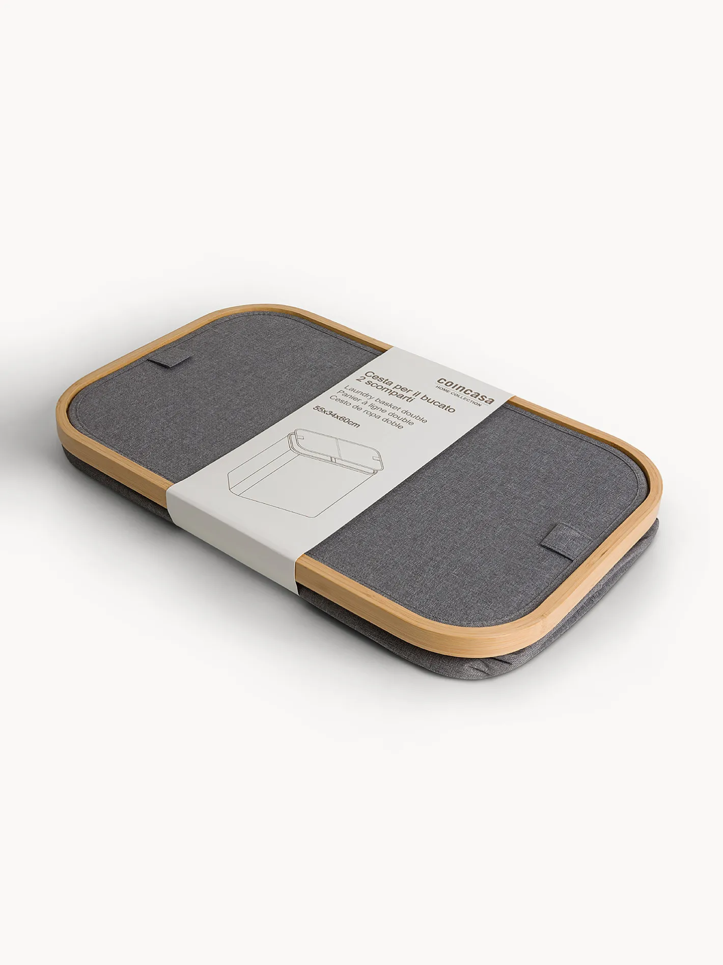 coincasa Accessori Bagno|Biancheria Bagno|Cesto in bamboo doppio scomparto Grigio