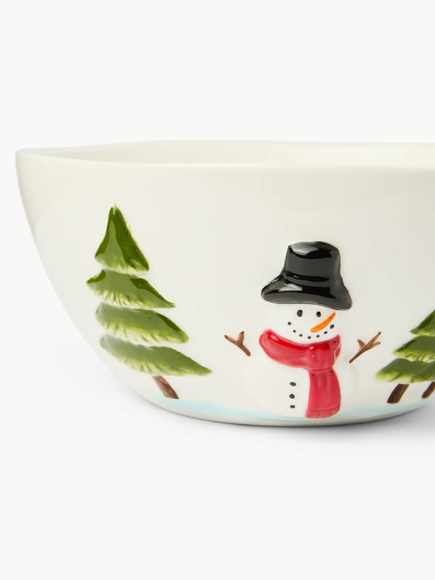 coincasa Coppe E Coppette|Coppe E Contenitori Natalizi|Coppa in ceramica motivo pupazzo di neve Bianco