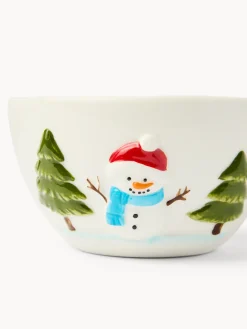coincasa Coppe E Coppette|Coppe E Contenitori Natalizi|Coppetta in ceramica motivo pupazzo di neve Bianco