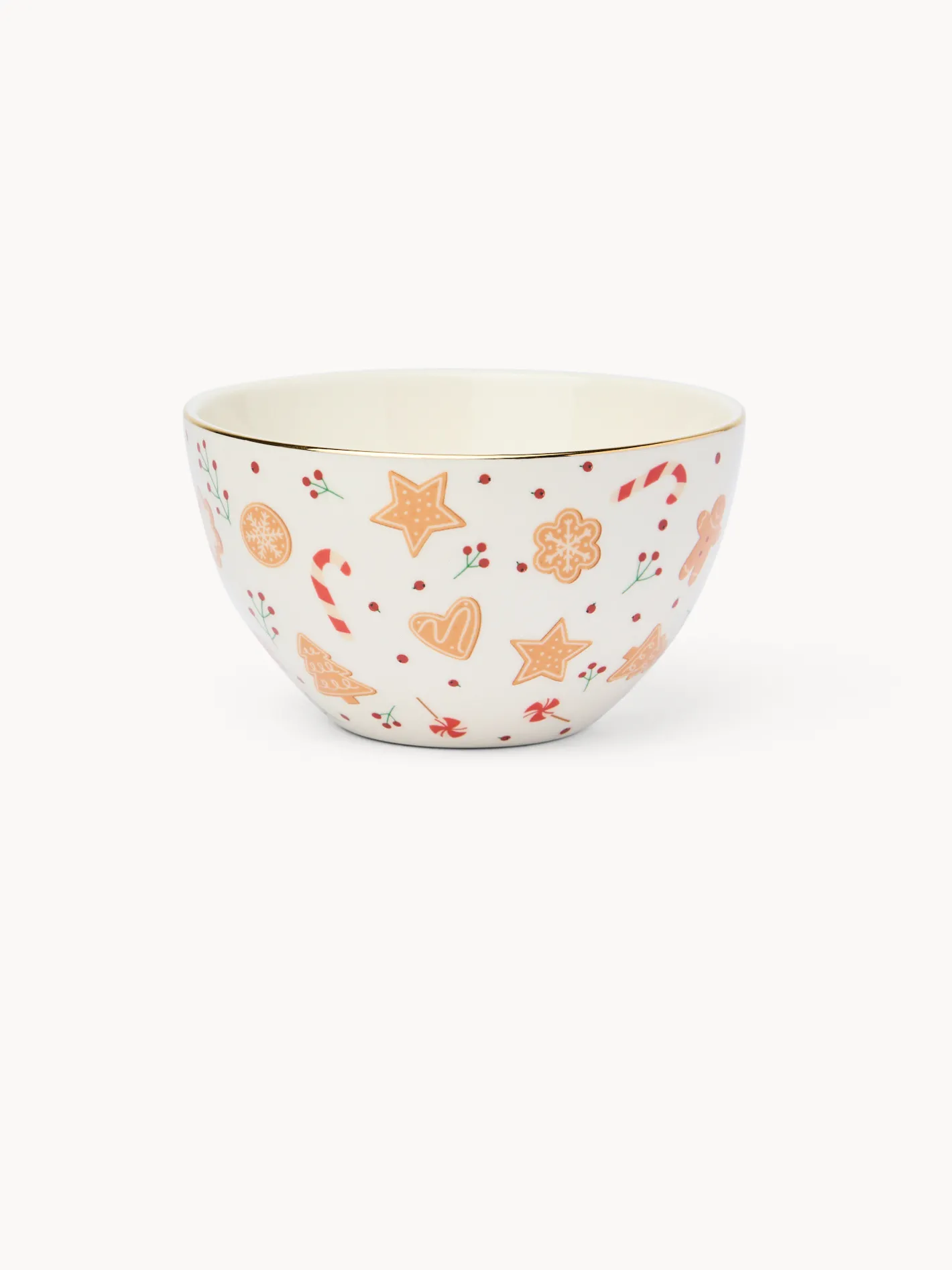 coincasa Coppe E Coppette|Coppe E Contenitori Natalizi|Coppetta in stoneware motivo gingerbread Bianco