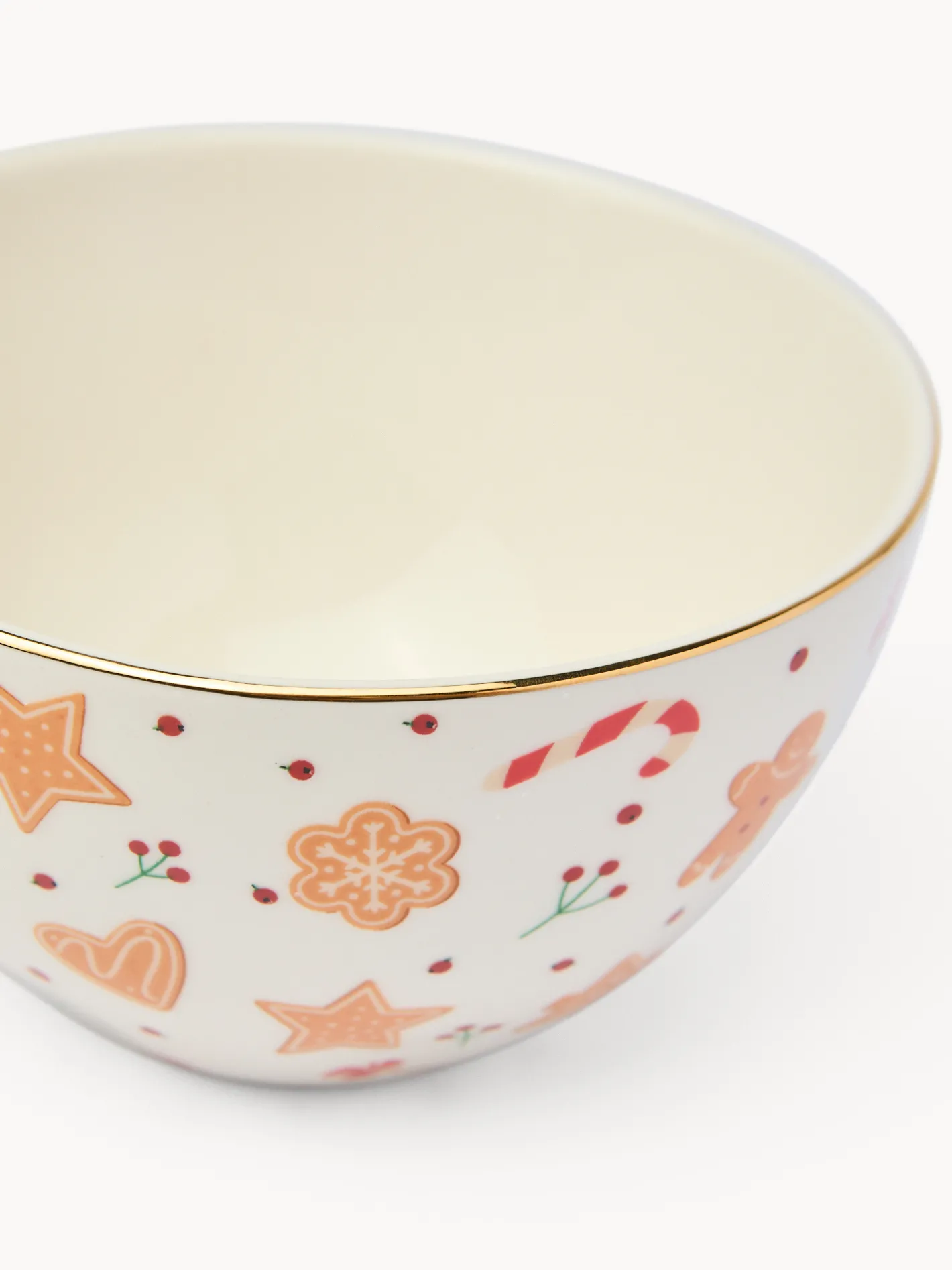 coincasa Coppe E Coppette|Coppe E Contenitori Natalizi|Coppetta in stoneware motivo gingerbread Bianco