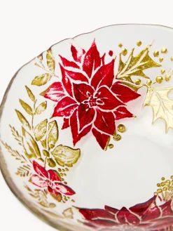 coincasa Coppe E Coppette|Coppe E Contenitori Natalizi|Coppetta in vetro decoro fiore Rosso