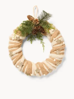 coincasa Ghirlande Natalizie|Corona in feltro Bianco