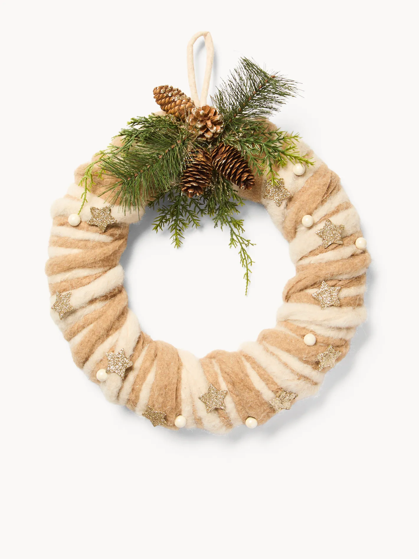 coincasa Ghirlande Natalizie|Corona in feltro Bianco