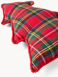 coincasa Cuscini Divano|Cuscini Natalizi|Cuscino a forma di albero di Natale tartan Rosso