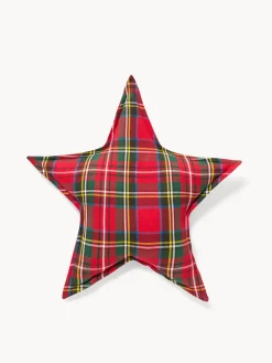 coincasa Cuscini Divano|Cuscini Natalizi|Cuscino a forma di stella tartan Rosso