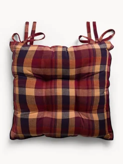 coincasa Cuscini Per Sedie|Cuscino da sedia check in cotone tinto Rosso bordeaux