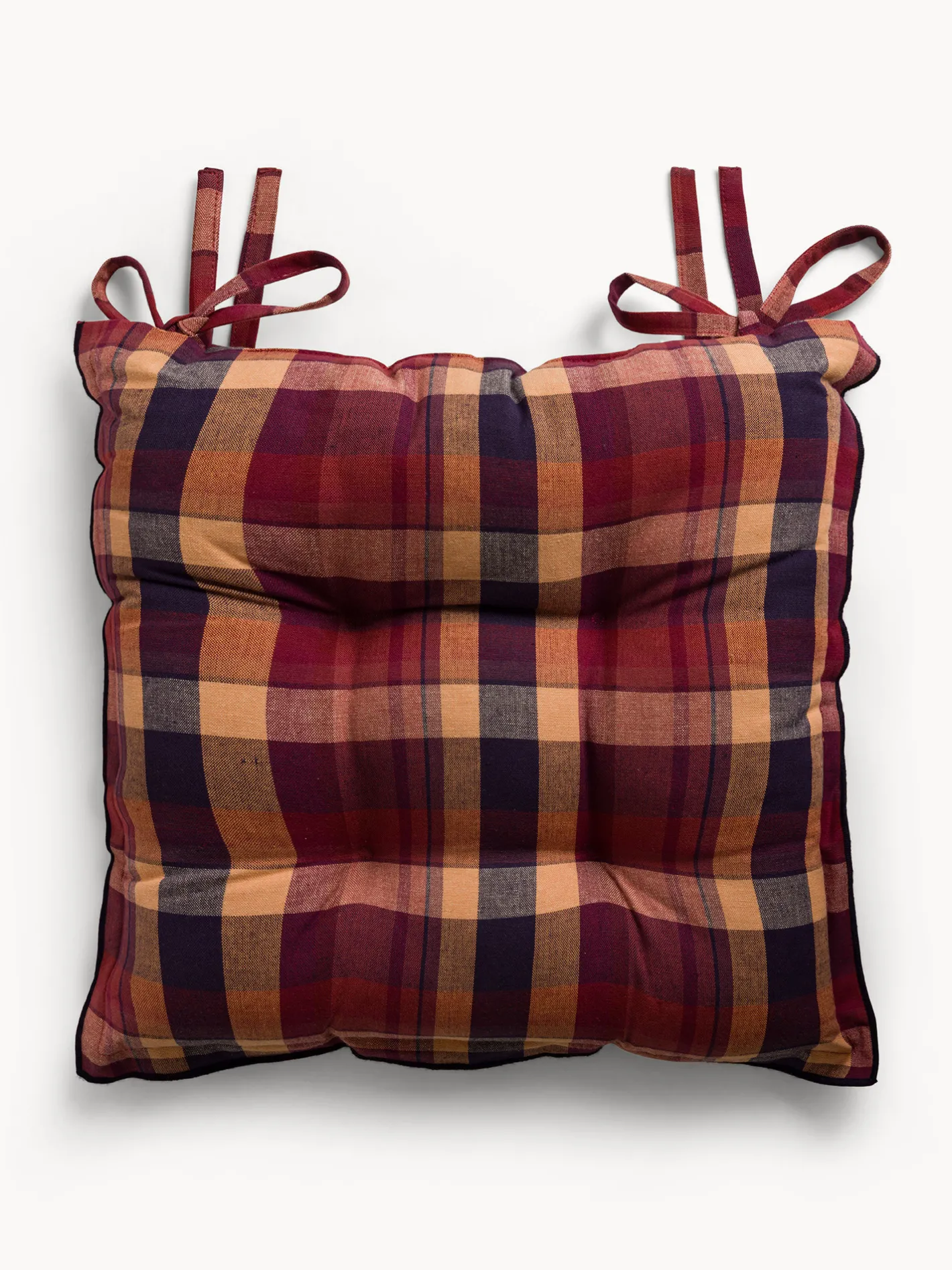 coincasa Cuscini Per Sedie|Cuscino da sedia check in cotone tinto Rosso bordeaux