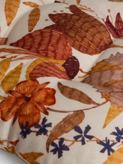 coincasa Cuscini Per Sedie|Cuscino da sedia con lacci in panama di puro cotone stampa foliage Arancione