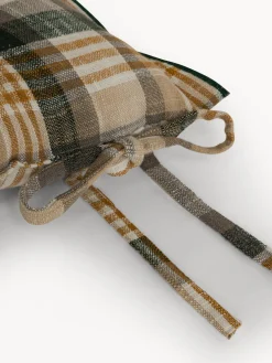 coincasa Cuscini Per Sedie|Cuscino da sedia con lacci motivo check in puro cotone tinto filo Verde