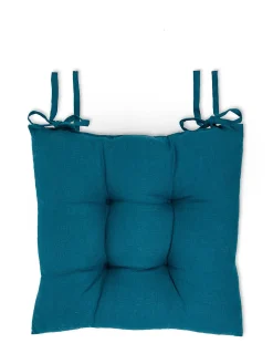 coincasa Cuscini Per Sedie|Cuscino da sedia puro lino tinta unita Petrolio