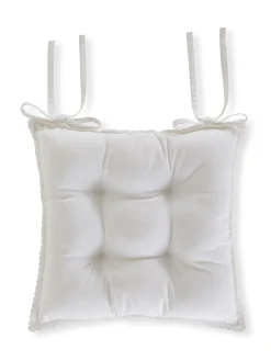coincasa Cuscini Per Sedie|Cuscino da sedia twill di cotone con ricamo Bianco