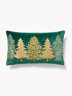 coincasa Cuscini Divano|Cuscini Natalizi|Cuscino 30x50 alberi ricamati Verde