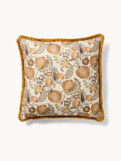 coincasa Cuscini|Cuscini Divano|Cuscino 45x45 cm con stampa melograno e frangette Giallo ocra