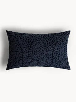 coincasa Cuscini|Cuscini Divano|Cuscino 45x65 cm in ciniglia ricamo floreale Blu scuro