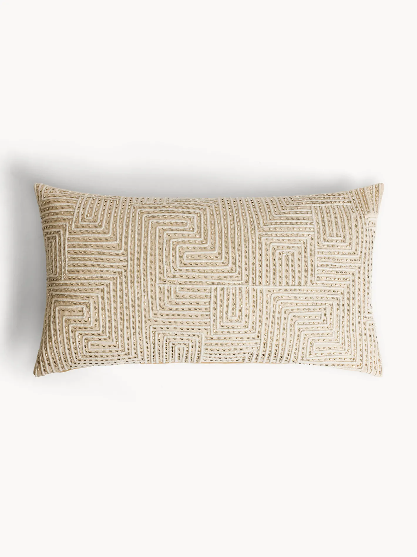 coincasa Cuscini|Cuscini Divano|Cuscino 35x65 cm in cotone con motivo geometrico e applicazioni perline Bianco