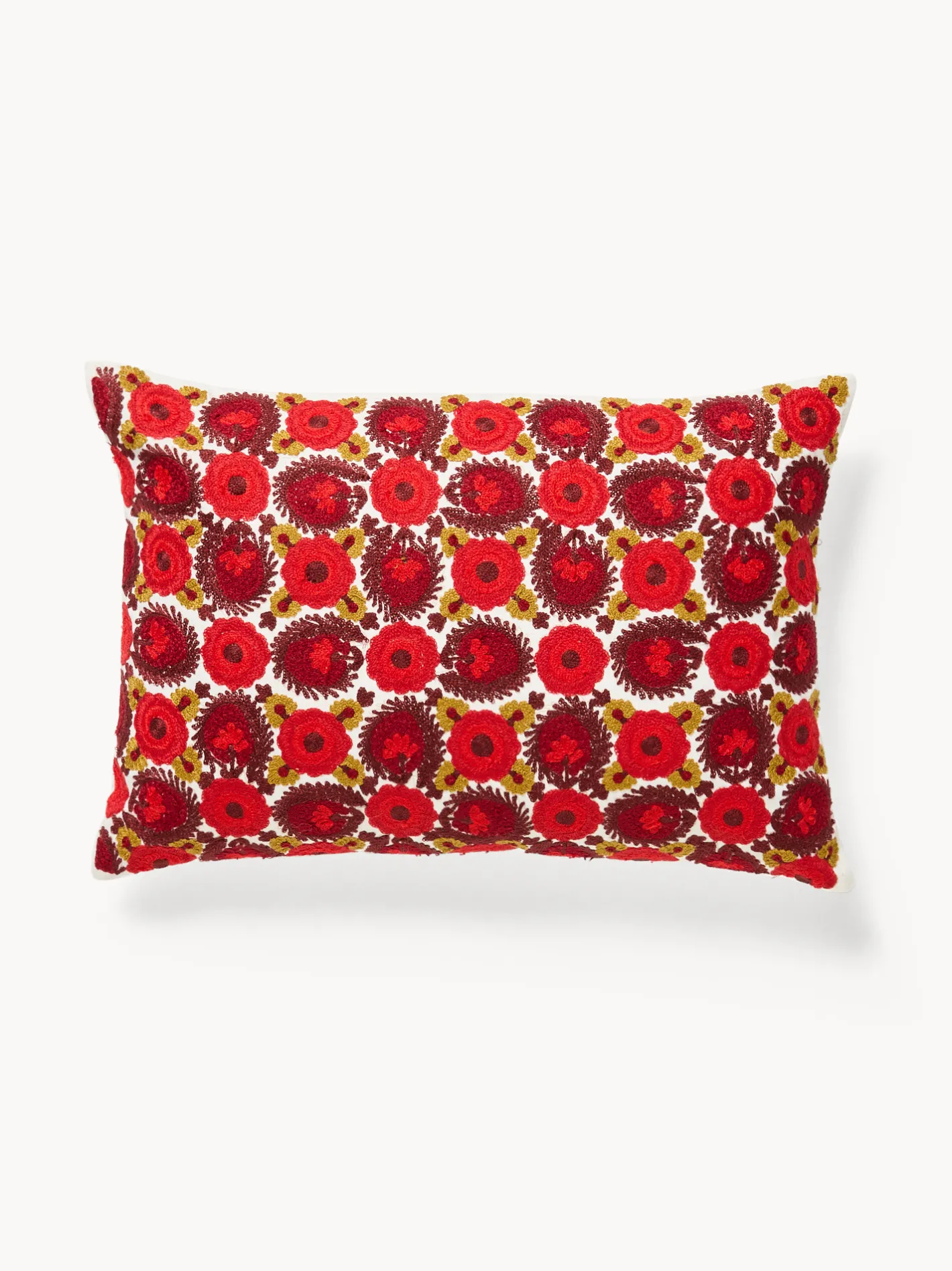 coincasa Cuscini Divano|Cuscini Natalizi|Cuscino 35x50 in cotone con ricamo floreale a catenella Rosso