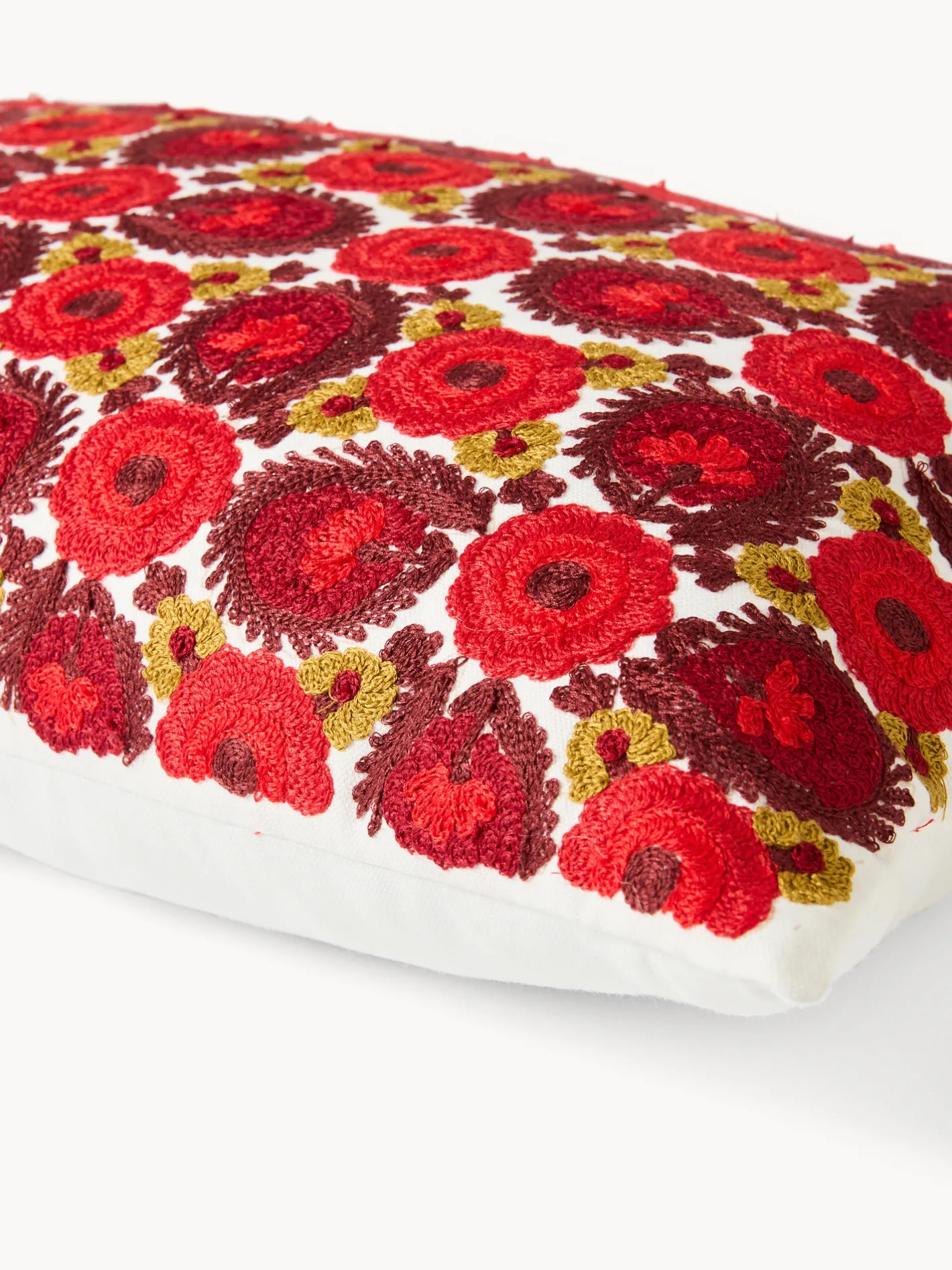 coincasa Cuscini Divano|Cuscini Natalizi|Cuscino 35x50 in cotone con ricamo floreale a catenella Rosso