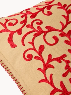 coincasa Cuscini Divano|Cuscini Natalizi|Cuscino 45x45 in cotone con ricamo a catenella Rosso