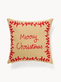 coincasa Cuscini Divano|Cuscini Natalizi|Cuscino 45x45 in cotone con ricamo a catenella Rosso