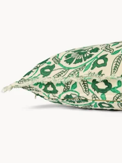 coincasa Cuscini Divano|Cuscini Natalizi|Cuscino 50x50 in garza di cotone stampato con frangette Verde