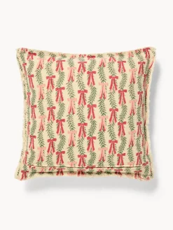 coincasa Cuscini Divano|Cuscini Natalizi|Cuscino 50x50 in garza di cotone con frangette Multicolor